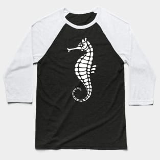 Seahorse White Baseball T-Shirt